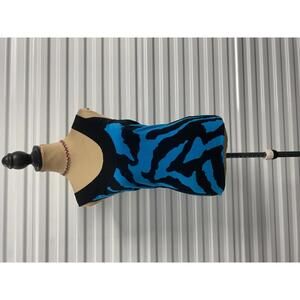 Y2K CACHÉ Blue and Black Patterned Top